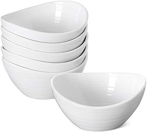 LE TAUCI Ice Cream Bowls 10 Ounce, Ceramic Small Bowls for Side Dishes, Dessert, Snack, Fruit, Dipping Sauce Bowls, Microwave Oven Dishwasher Safe - 5.5 inch, Set of 6, White