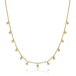 Gargantilla Mini Moons WANDA PLATA, Gargantilla chapitas para Mujer Plata de ley 925 Chapado oro Collar Corta Dorada, Colgantes redondos, Collar Mujer en Caja de Regalo