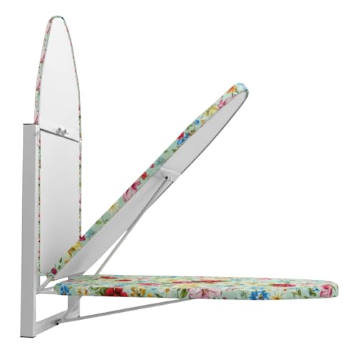 Image of CIPLA PLAST Wall Mount Ironing Table /Board | Space-Saving & Foldable Mechanism | Wooden Surface | DIY Assembly | Easy-Release Lever, Removable Cotton Cover & Mounting Hardware | 85X34 CMS