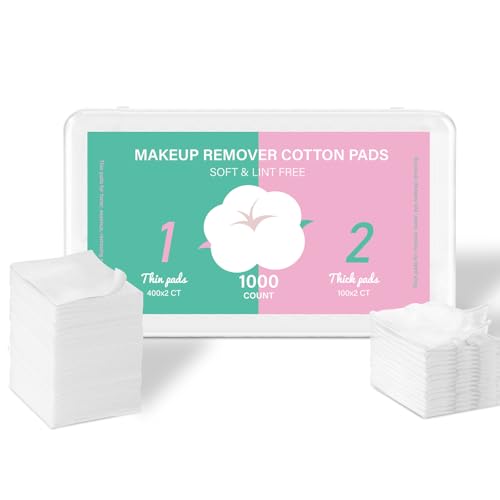 Square-Makeup-Cotton-PadsFacial-Lips-Eyes-Makeup-Remover-Pads-Set-of-100-Thick-and-400-Ultra-Thin-PadsLint-Free-Facial-Cotton-Pads-for-Makeup-Remover-Cleansing-and-Daily-Skin-Care