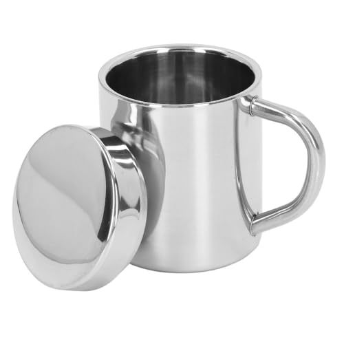 Taza de café aislada de acero inoxidable 304 plateada miniatura 1