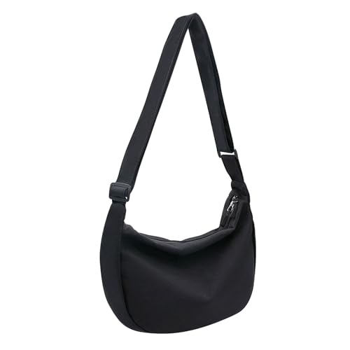 YAMEIZE Crossbody Bag Damen Umhängetasche Hobos Schulter Halbmond Taschen Umhängetasche Knödeltasche mit verstellbarem Schultergurt Schwarz