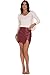 GUANYY Faux Leather Skirts for Women High Waisted Zipper Side Slit Pencil Suede Mini Pencil Skirt Burgundy Large
