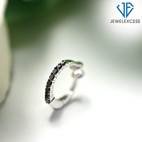 Sterling-Silver-Ear-Cuffs-for-Women-Non-Piercing–110-Carat-Black-Diamond-Ear-Cuff-with-Hinged-Hoop-Comfort-Clasps–Silver-Ear-Cuff-Earring-by-JEWELEXCESS