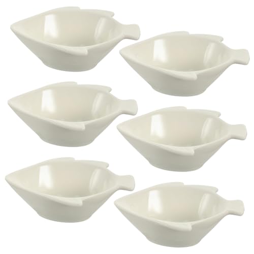 GRADENEVE 6 piezas Cuencos Cerámicos Pequeños Forma de Pez para Salsas y Aperitivos Platos para Condimentos Caseros Diseño Compacto y Fácil Limpieza para Casa y Restaurante