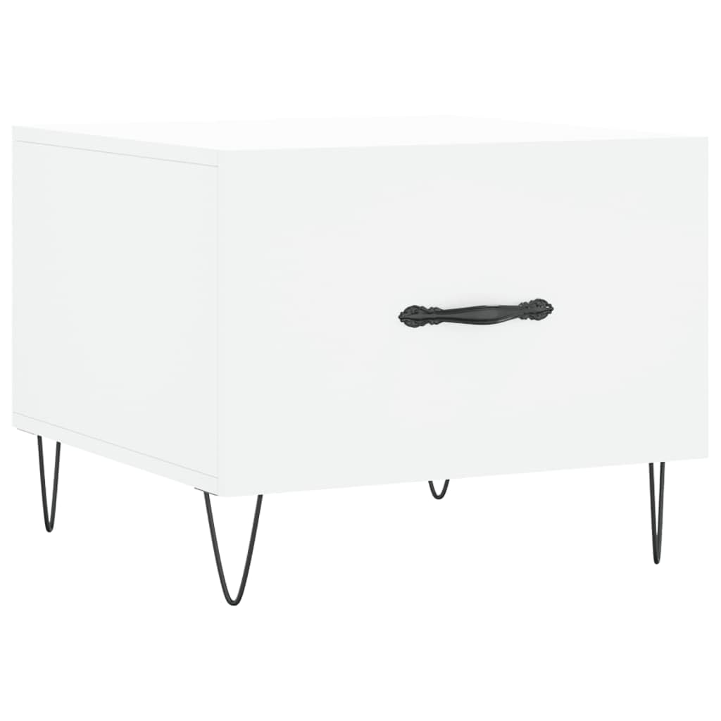 Juego de 2 mesas bajas blancas 50x50x40 cm con cajón, madera compuesta
