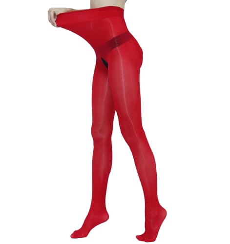 Image of Women's Oil Shiny Pantyhose High Waist Sheer Shimmer Tights Control Top Glossy Pantyhose for Women