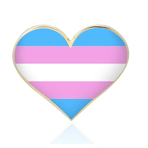 Image of 10 /20 /50 /100 Pcs Metal Trans Heart Pride pins Jewelry Quality Love Progress Rainbow Gay LGBTQ Transgender Lapel Pins for Backpack, Lapel, Pride Stuff Gifts