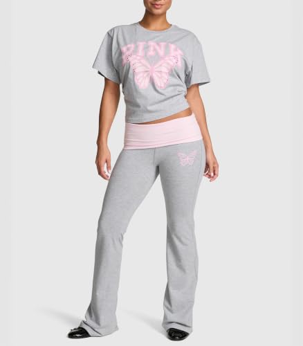 Victoria's Secret Pink | Elle All-Day Cotton™ Foldover Flare Leggings, Medium Heather Grey, XL - image 2