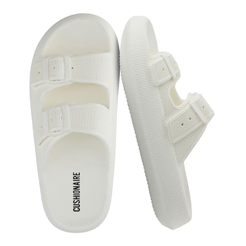 Image of CUSHIONAIRE Fame Pillow Recovery Sandals for Women, Adjustable Double Buckle Waterproof EVA Cloud Slides for Women