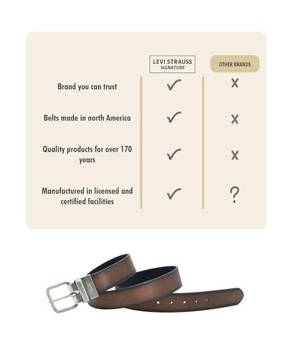 Image of Levi Strauss Signature - Premium Leather Reversible Belt for Men for Jeans, Work, Dress & Casual pants | Cinturon Para Hombre