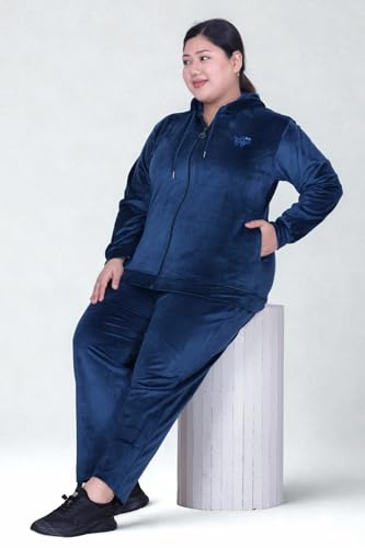 Image of CUPID Regular Fit Velvet Track Suit for Woman, Winter Wear Velvet Night Suit Set with Pockets for Sports, Night, Jogging, Daily Gym Wear L to 5XL