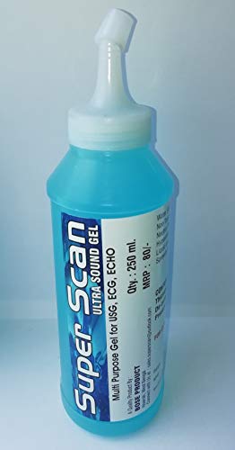 SUPERSCAN Ultrasound Gel Pack of 4 with Spill-Proof Cap, Blue