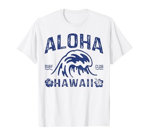 Vintage Aloha Hawaii Wave Surf Hawaiano Playa Surf Retro Camiseta