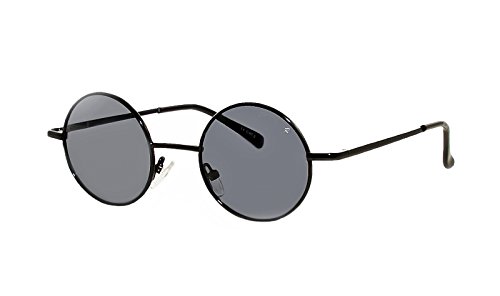 rainbow safety Lunettes de Soleil Ronde Pour Femme Homme Style Lennon Retro Polarisee R2317 (R2317A Noir)