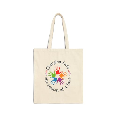 Changing Lives One Session at a Time Tote Bag – Inspirational 100% Cotton Canvas Shoulder Bag for Therapists & Educators