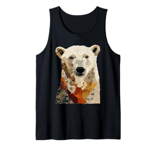 Patchwork Ours Polaire Boho Animal Collage Quilt Art Graphic Débardeur