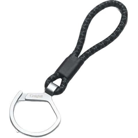 Craighill Rope Split Ring - Durable Split Ring Keychain for Car Keys, House Keys & Accessories, Aesthetic Rope & Metal Key Ring, Easy-to-Use Design - Black Cover