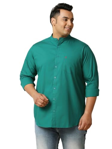 Image of Thomas Scott Mens | Full Sleeve | Solid Plain Color | Regular Fit | Plus Size | 100% Cotton | Mandarin Collar | Casual | Shirt