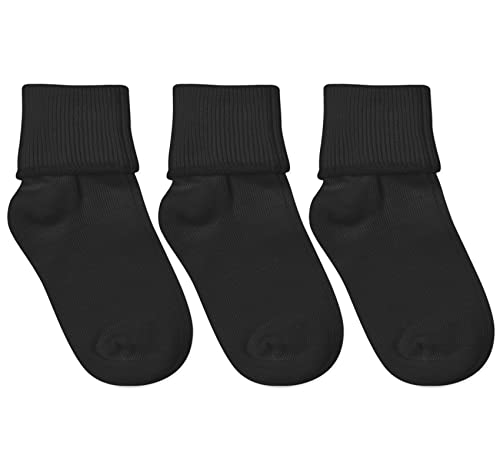 Image of Jefferies Socks boys Girl's Seamless Cotton Turn Cuff Socks 3 Pair Pack