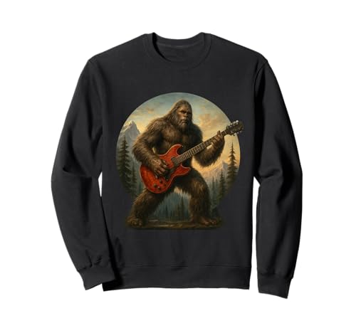 Bigfoot Mecedora en Forest Sasquatch Guitarrista Sudadera