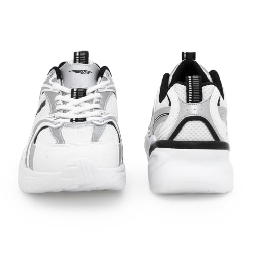 Image of Red Tape Women's Sneakers White Silver Pu Mesh Round Toe Lace-Up