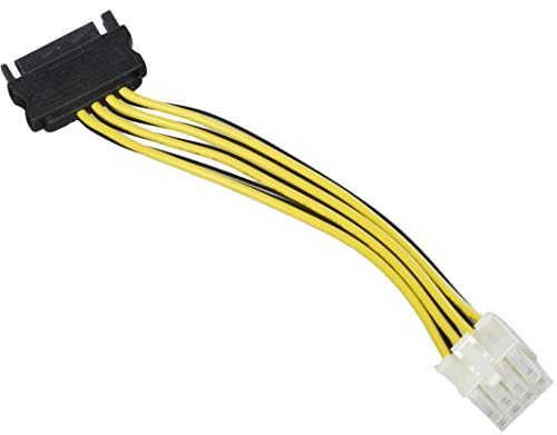 HDSupply Adaptare 34110 Netzteil-Adapter-Kabel 15-polig SATA-Anschluss auf 4-polig ATX12V P4-Stecker Schwarz