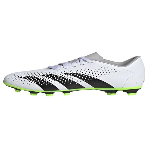adidas Predator Accuracy.4 Firm Ground Sneaker, White/Core Black/Lucid Lemon, 5.5 US Unisex Big Kid