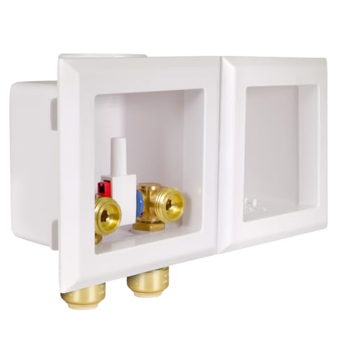 Highcraft Washing Machine Outlet Box Double Interlocking Universal Utitliy Outlet Valve Box for Ice Makers, Gas Valves, Air Admittance Valves and Washing Machine, 1/2" Push Fit Connection by HIGHCRAFT - Used condition - US$20.92