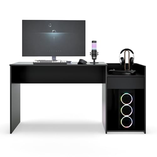 Mesa Para Computador Eros Escritório Quarto Escrivaninha Pc Gamer (Preto)
