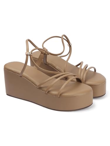 Image of TRYME Women Multi Strap Comfort Open Toe Stylish Daily Wear Wedge Heel Sandals