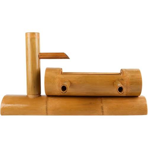 Fontana Zen in bambù fatta a mano con beccuccio per bere, irrigatore da giardino Feng Shui con pompa ornamentale inclusa, ideale per vasca per uccelli, patio, balcone, prato, stagno