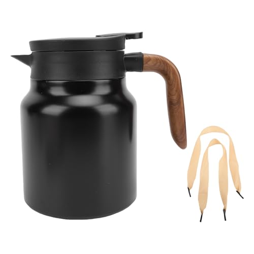 Pilipane Caffettiera termica con teiera isolata sotto vuoto, brocca per bevande d'acqua isolata in acciaio inossidabile da 1000 ml con filtro a maglia fine per la di casa e ufficio (Nero opaco)