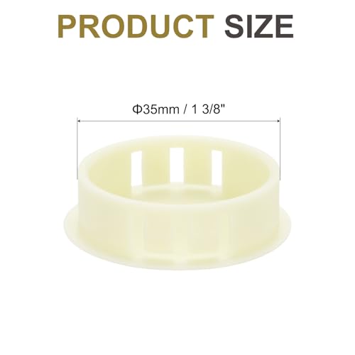 Image of MECCANIXITY 64PCS 35mm(1 3 /8 inch) Cream White Plastic Hole Plugs, Flush Type Panel Hole Plugs Insert End Caps for Locking Hole Tubes Furniture Cabinet
