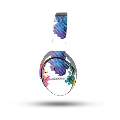 Image of MightySkins Carbon Fiber Skin Compatible with Bose QuietComfort 35 II Headphones - Aqua Paint | Protective, Durable Textured Carbon Fiber Finish | Easy to Apply
