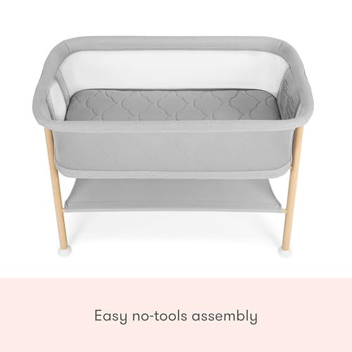 Image of Newton Baby Essential Bassinet | Includes Breathable Crib Mattress, Portable Design, Mesh Walls, Built-in Storage Shelf, Grey
