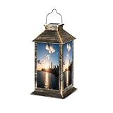 Solar Lantern Beautiful Downtown Chicago Skyline Aerial Drone Photograph Chicago Outdoor Waterproof Garden Hanging Lantern Solar Powered Lighting Outside Table Lamp for Patio Deck Camping 1 Pack