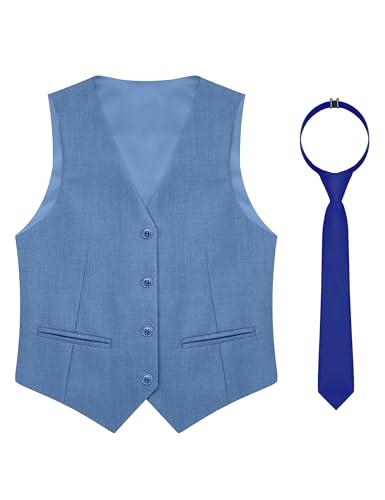 Image of Boy's 4 Button Formal Suit Vest with Tie