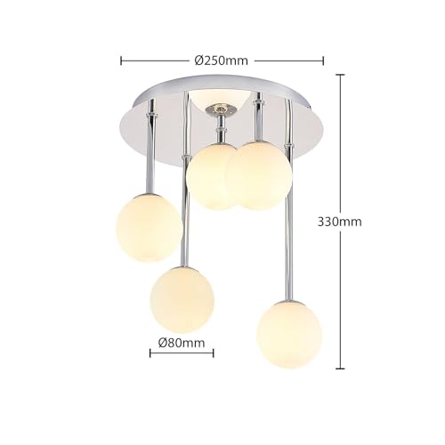 Plafonnier en argent métal Chrissy au design moderne et raffiné à 5 lampes - 6