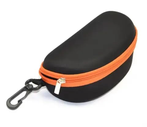 Image of AT TECH Zipper Hook Cases /Cover /Pouch For Eyewear,Sunglasses,Spectacles & Goggles For Men & Women. (Qty. - 1 Pcs.) (Orange zip)