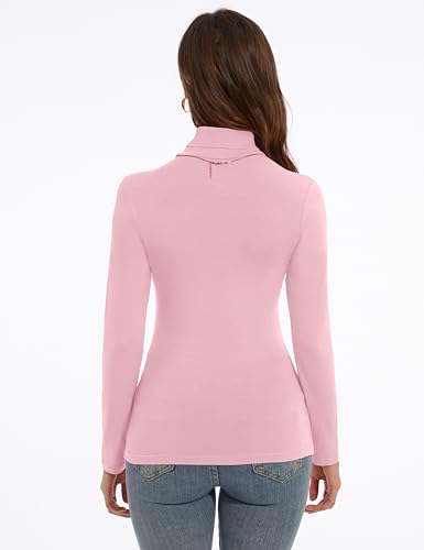 Image of Women's Turtleneck Long Sleeve Shirts Slim Fitted Lightweight Base Layer Casual Tops