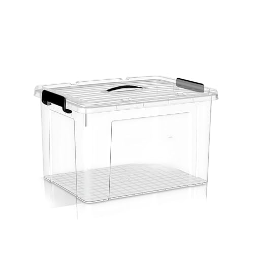 Image of HoopVool Clear Plastic Storage Box, with Locking Lid and Handles, Storage Container with Heavy Duty Latches to Organize Bin for Home, Kitchen, Office & Garage. (Pack of 1, Small)