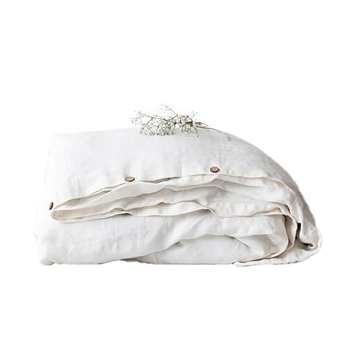 Simple&Opulence Linen Duvet Cover Set (King White)