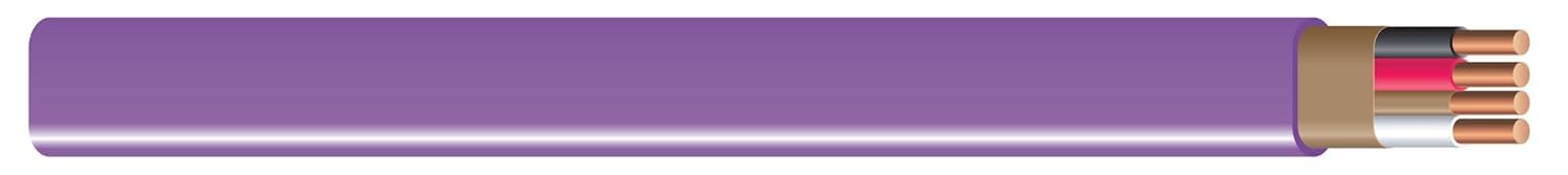 Southwire 63947826 Romex SIMpull NM-B Cable, Purple Jacket, Residential Electrical Wire, Copper, Solid, 12-3 AWG, 600V, 15 Feet