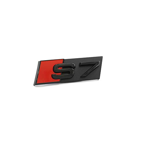 Emblema tuning Audi S7 Negro/Rojo con clip Kühlergrill para rejilla frontal