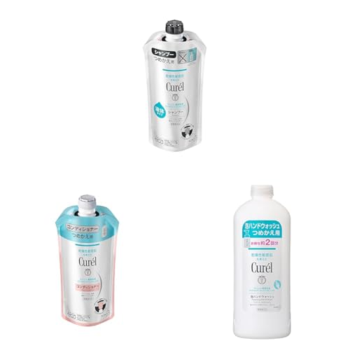 キュレル 【セット買い】 シャンプー つめかえ用 340ml (赤ちゃんにも使えます) 弱酸性 ・ 無香料 ・ 無着色 + キュレル コンディショナー つめかえ用 340ml 弱酸性 ・ 無香料 ・ 無着色 + キュレル 泡ハンドウォッシュ つめかえ用 4