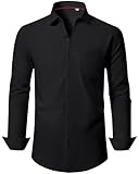 J.VER Herrenhemd Langarm Bügelfreie Freizeit Hemden Businesshemd Mode für Herren Button Down GaststäTten Shirt Alle Schwarz