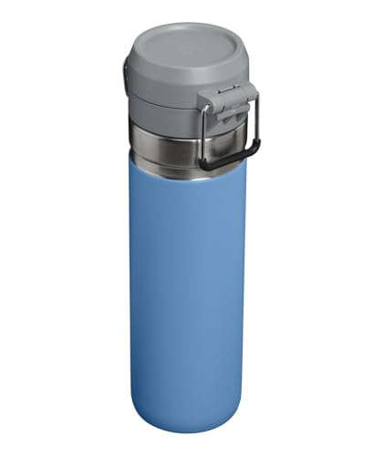 Image of STANLEY Quick Flip GO Bottle, 24 oz, Blue Sky | Push Button Lid | Packable for Travel and Sports | Leakproof Water Bottle | Insulated Stainless Steel | BPA-Free