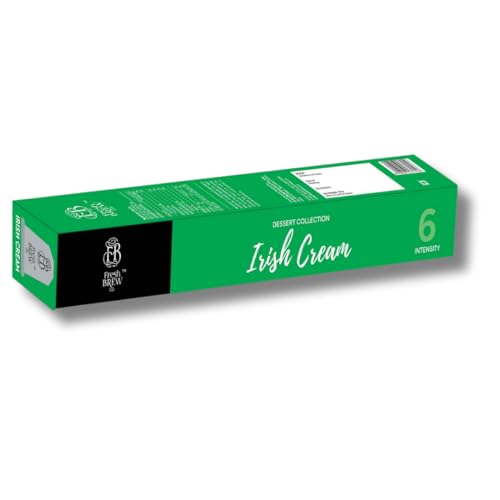 Image of Fresh Brew Co. Irish Cream Coffee | Intensity 6 | Medium Roast | Nespresso Compatible Capsules | Creamy & Nutty Flavours | 100% Arabica | 10 Aluminium Capsules Per Pack (Pack of 10)