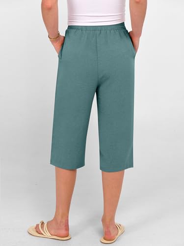 Image of ANRABESS Womens Wide Leg Capri Pants Elastic Waist Casual Loose Lounge Trousers 2026 Summer Flowy Beach Vacation Clothes